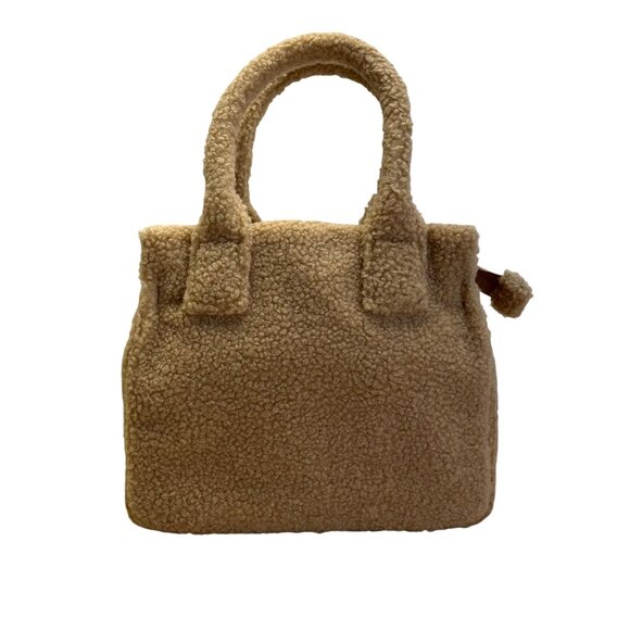 J.Crew Tan Sherpa With Zip Closure & Dual Handles Structured Tote Bag - New - Picture 1 of 10